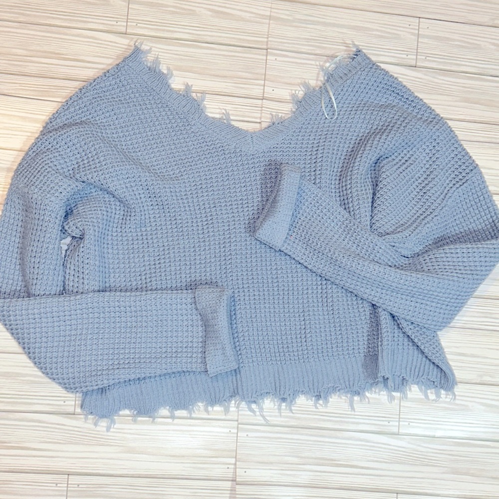 Moon and Madison baby blue cropped sweater